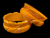 BB172 pair leaf carved and flared edge corn baketile bangles